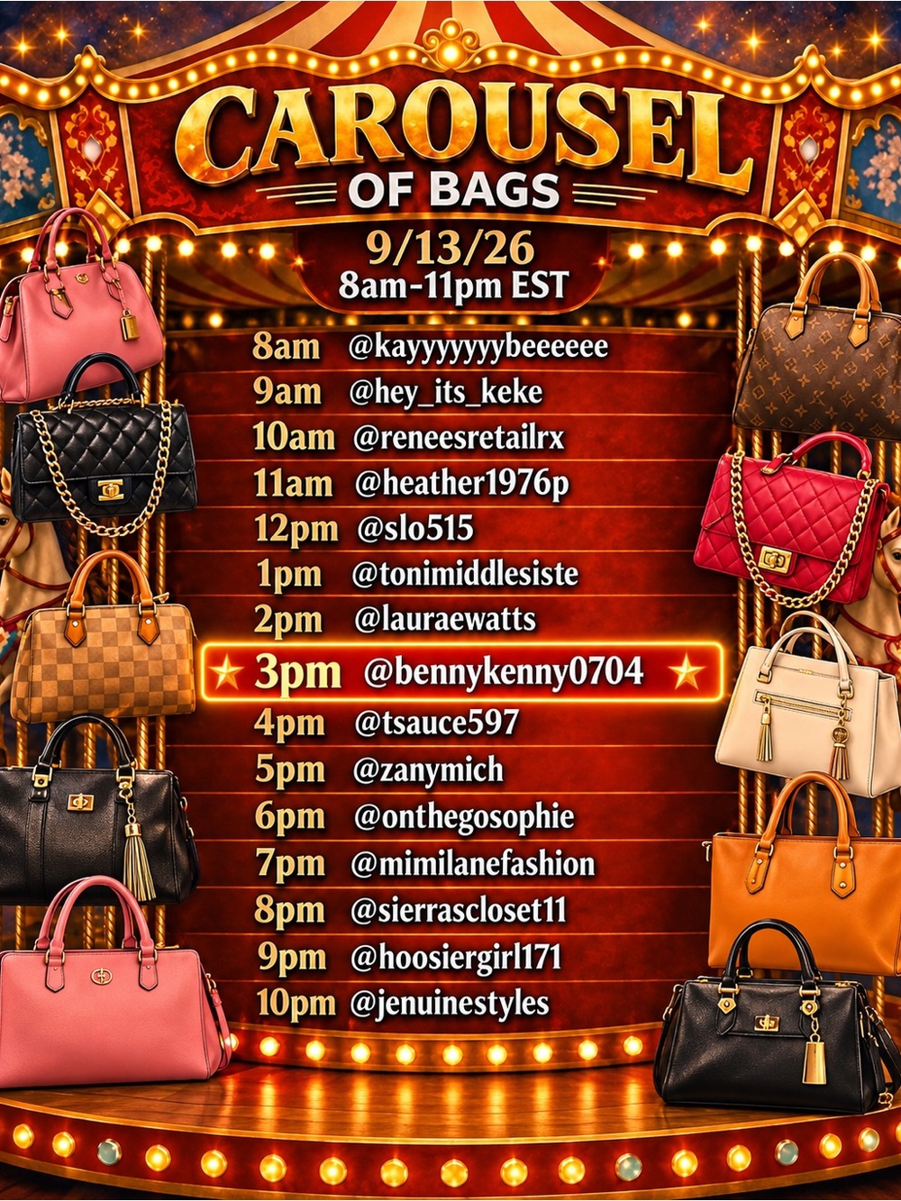 09/13/26 Carousel of Bags Live Show Unlisted Items 101-200 - Picture 2 of 2